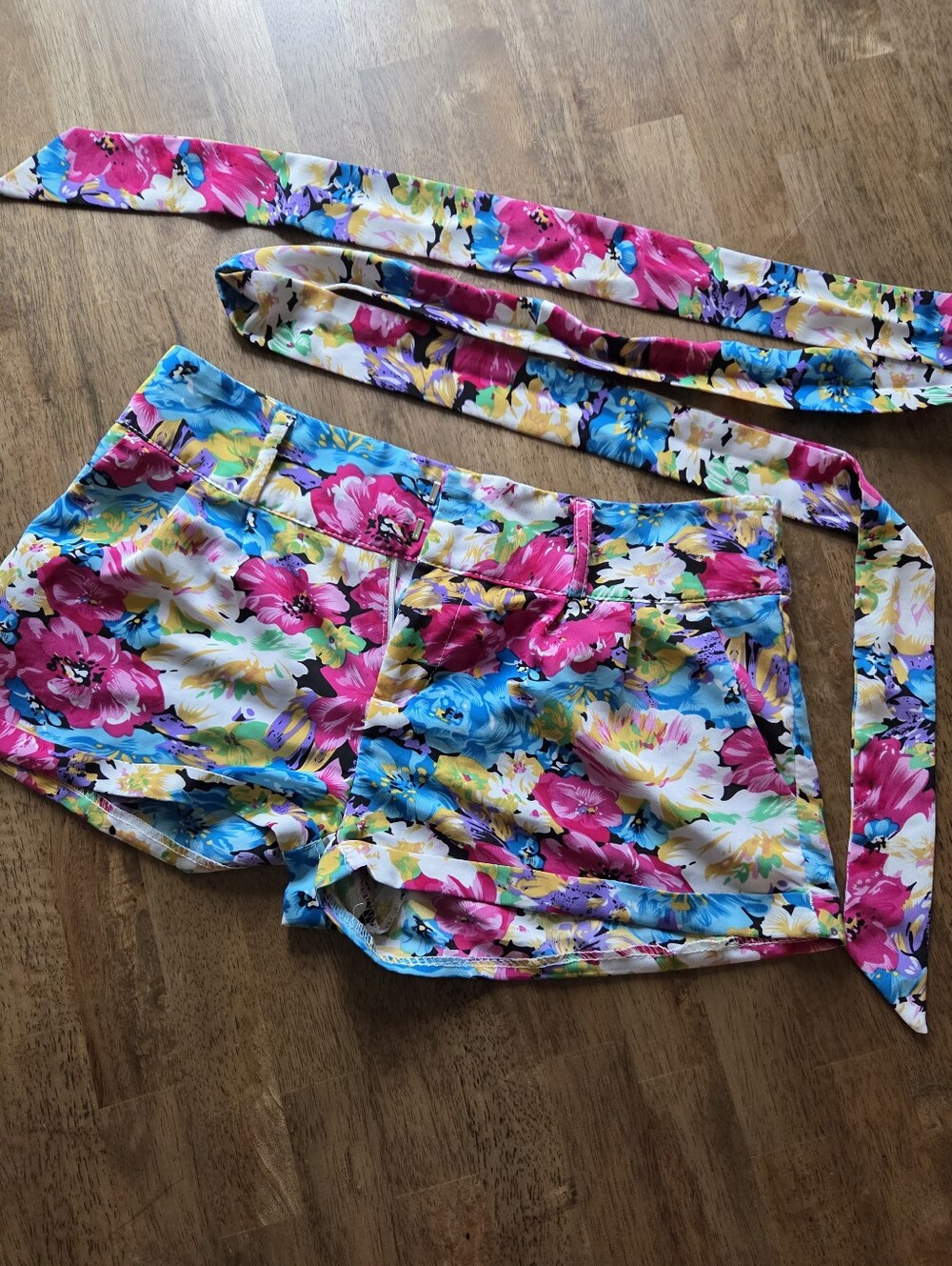 Floral Tie-Waist Mini Shorts